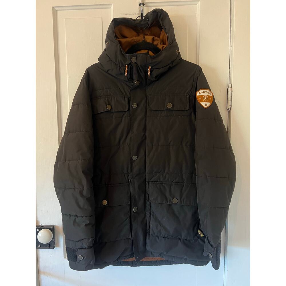 Burton women's medium black primaloft puffy ski snowboard jacket winter hooded
